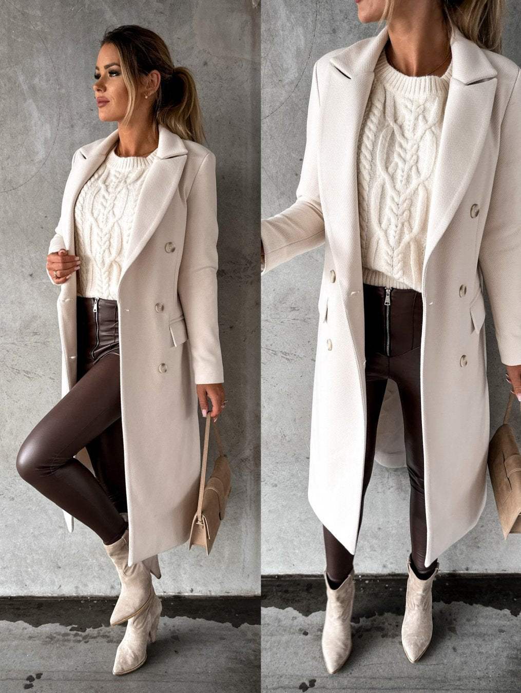 Elegant Long Wool Coat for Women