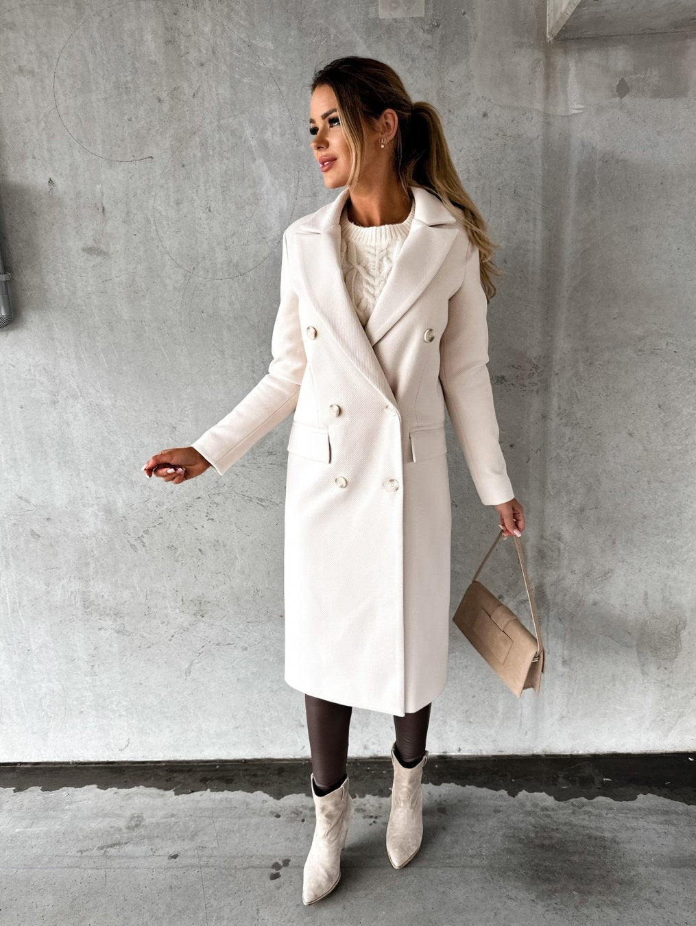 Elegant Long Wool Coat for Women