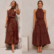 Summer Midi Dress With Halter Neck And Loose Fit For Women