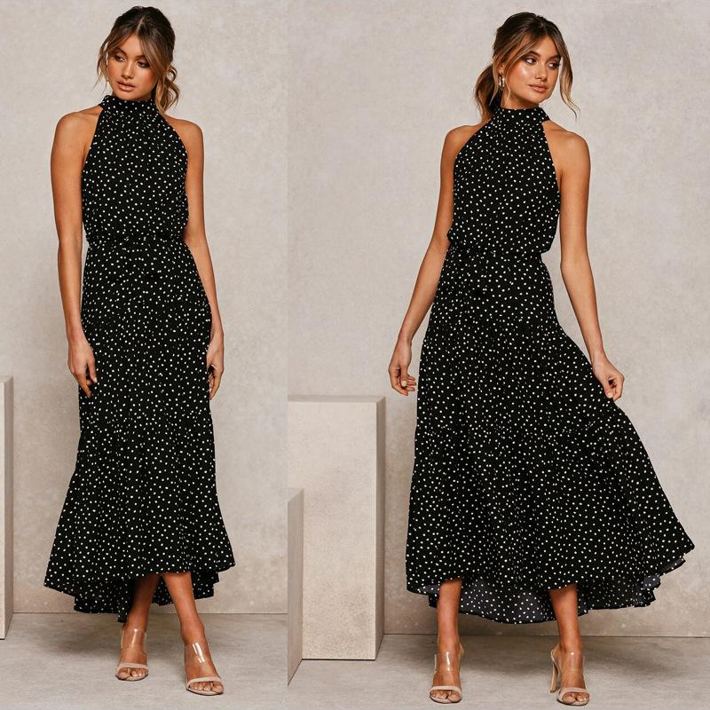 Summer Midi Dress With Halter Neck And Loose Fit For Women