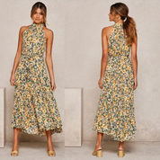 Summer Midi Dress With Halter Neck And Loose Fit For Women