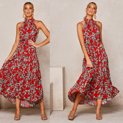 Summer Midi Dress With Halter Neck And Loose Fit For Women