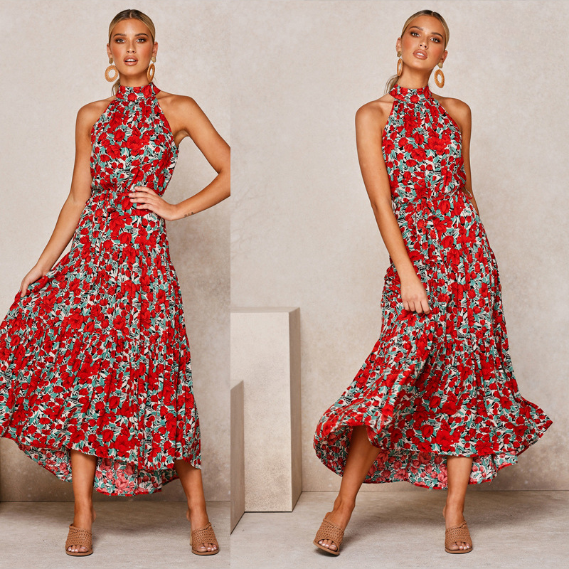 Summer Midi Dress With Halter Neck And Loose Fit For Women