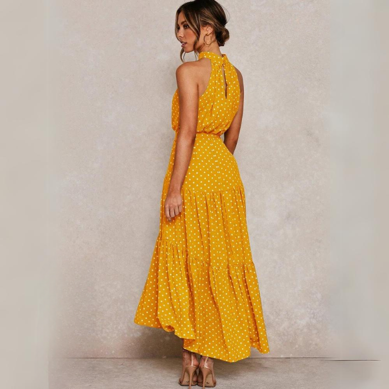 Summer Midi Dress With Halter Neck And Loose Fit For Women
