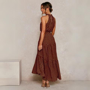 Summer Midi Dress With Halter Neck And Loose Fit For Women