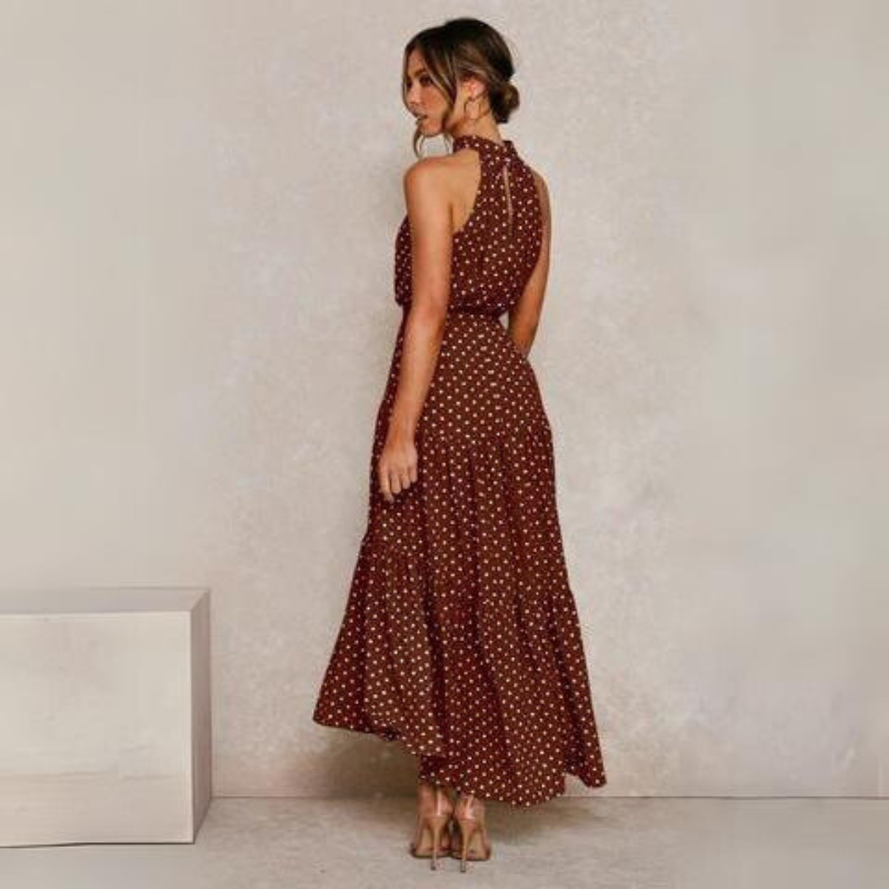 Summer Midi Dress With Halter Neck And Loose Fit For Women