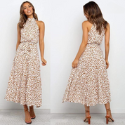 Summer Midi Dress With Halter Neck And Loose Fit For Women