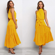 Summer Midi Dress With Halter Neck And Loose Fit For Women