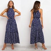 Summer Midi Dress With Halter Neck And Loose Fit For Women