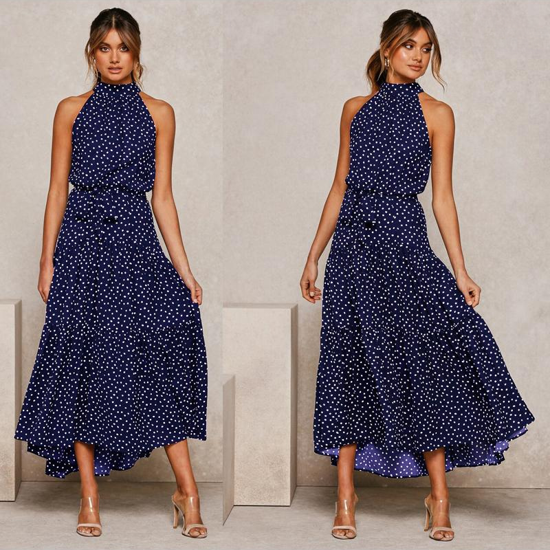 Summer Midi Dress With Halter Neck And Loose Fit For Women