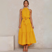 Summer Midi Dress With Halter Neck And Loose Fit For Women