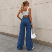 Women's Wide Leg Cargo Jeans High Waist