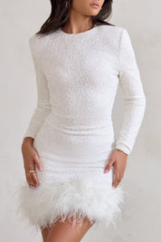 Sequined Cocktail Mini Dress with Long Sleeves for Women