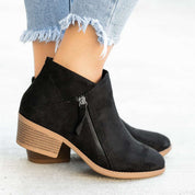 Chic Ankle Boots with Zipper and Block Heel for Women