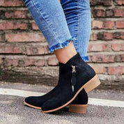 Chic Ankle Boots with Zipper and Block Heel for Women