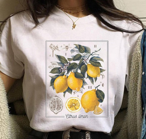 Sorrento Lemon T-Shirt for Women with Print and Comfortable Fit