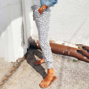Lightweight Jogger Pants with Leopard Print and Pockets