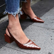 Amberly - Vintage Polka Dot Slingback Pumps with Block Heel