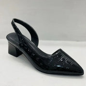 Amberly - Vintage Polka Dot Slingback Pumps with Block Heel