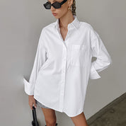 White Oversized Blouse for Women with Long Sleeves
