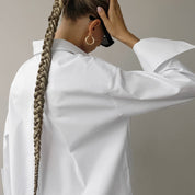 White Oversized Blouse for Women with Long Sleeves