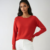 Fine-Knit Sweater for Women with Round Neck Soft and Comfortable