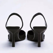 Slingback High Heels for Women with Rhinestones and Pointed Toe
