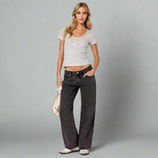 Low Waist Wide-Leg Jeans for Women with Stretch