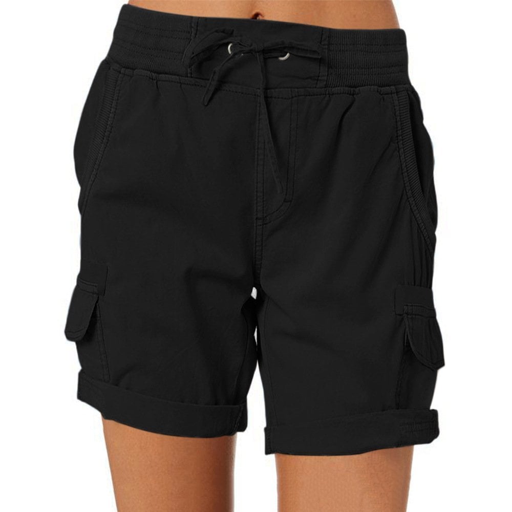 Casual Cargo Shorts with Elastic Waist for Women