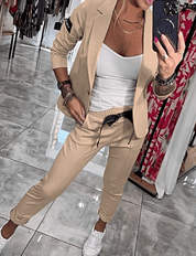 Stylish Two-Piece Blazer Set with Jogger Pants for Women