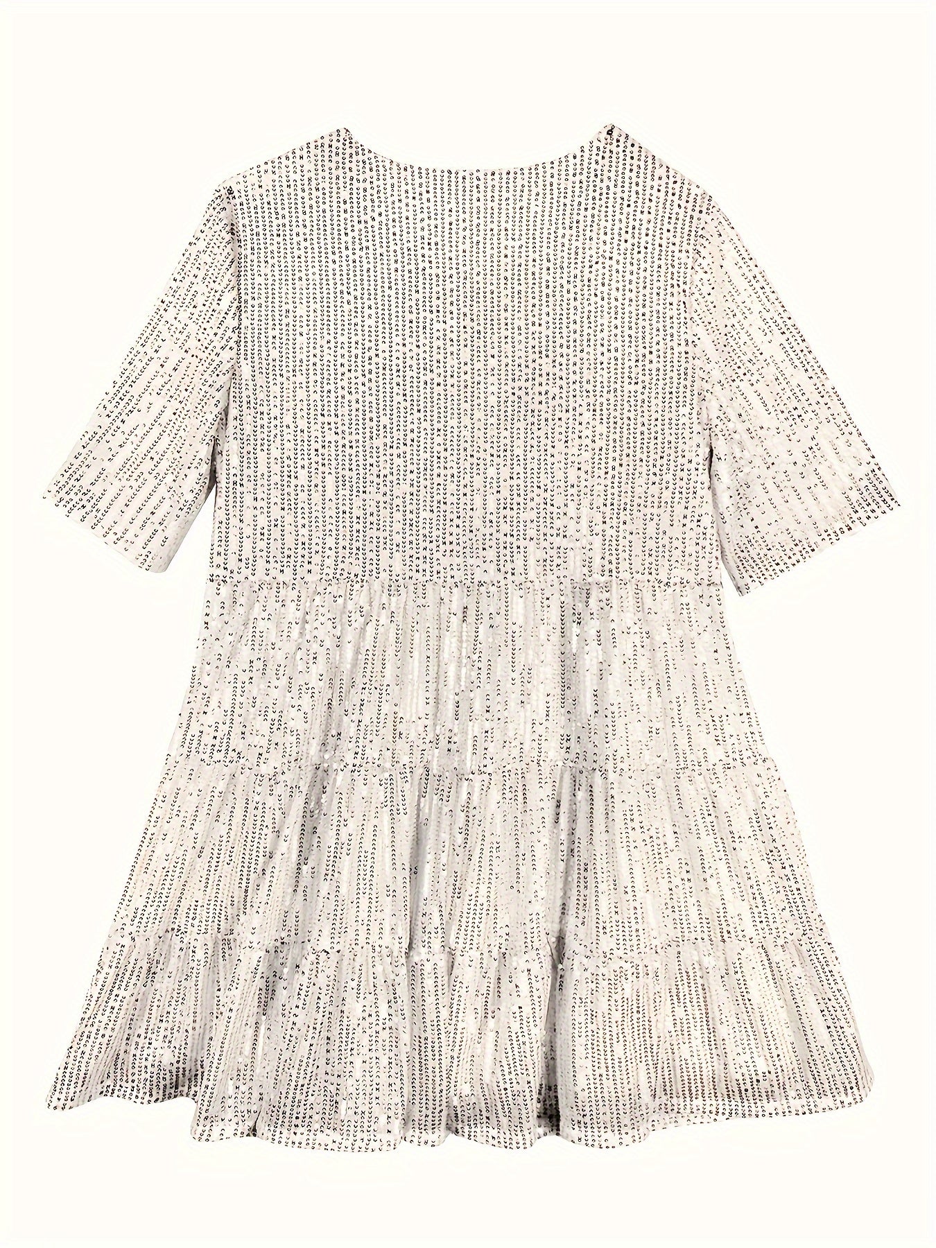 Glitter A-Line Women’s Mini Party Dress with Short Sleeves