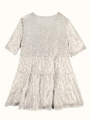 Glitter A-Line Women’s Mini Party Dress with Short Sleeves