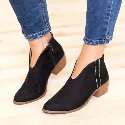 Vintage Ankle Boots with Leopard Print and Block Heel for Women