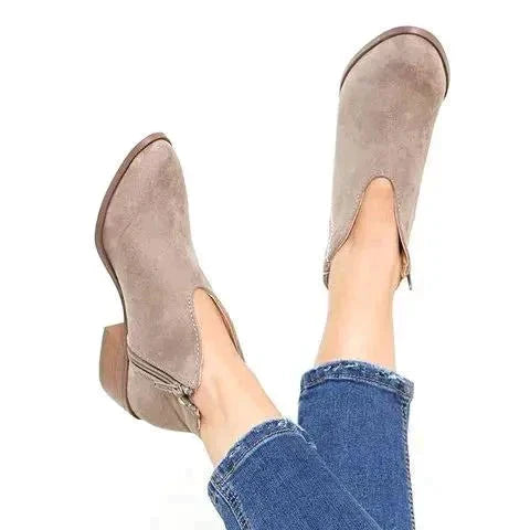 Vintage Ankle Boots with Leopard Print and Block Heel for Women