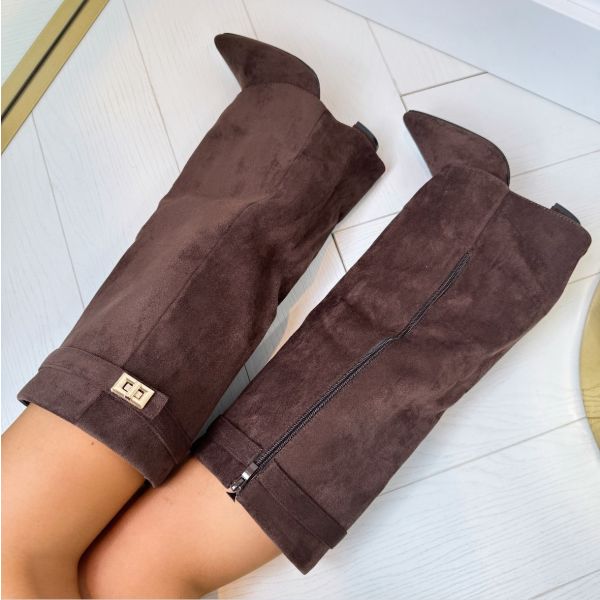 Luxury Knee Boots for Women with Block Heel and Pointed Toe