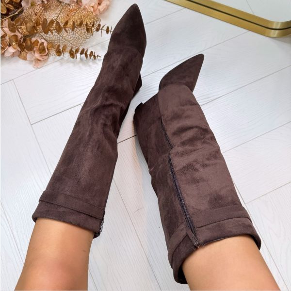 Luxury Knee Boots for Women with Block Heel and Pointed Toe
