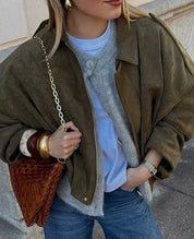 Women's Suede Oversized Warm Leather Jacket