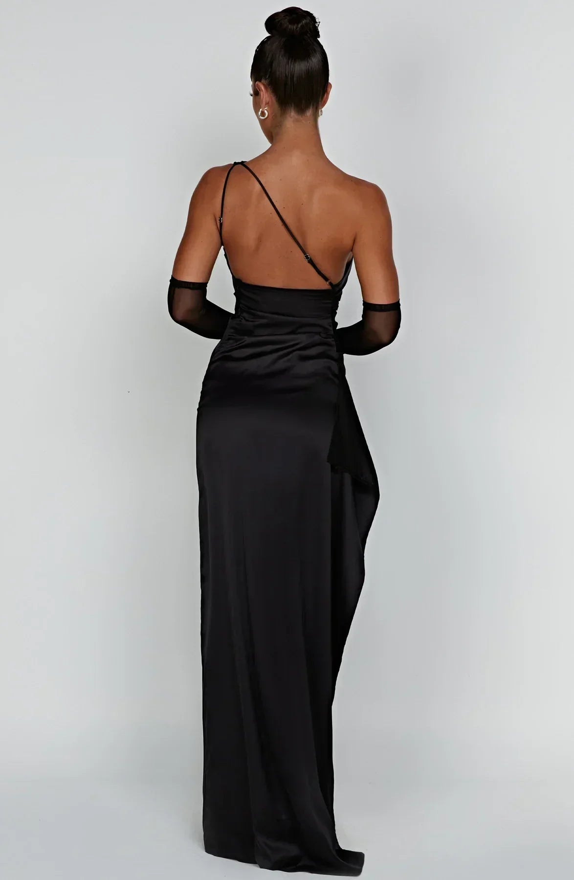 Satin One-Shoulder Gala Dress with High Split Maxi for Women
