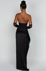 Satin One-Shoulder Gala Dress with High Split Maxi for Women