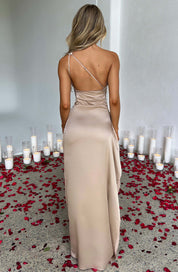 Satin One-Shoulder Gala Dress with High Split Maxi for Women