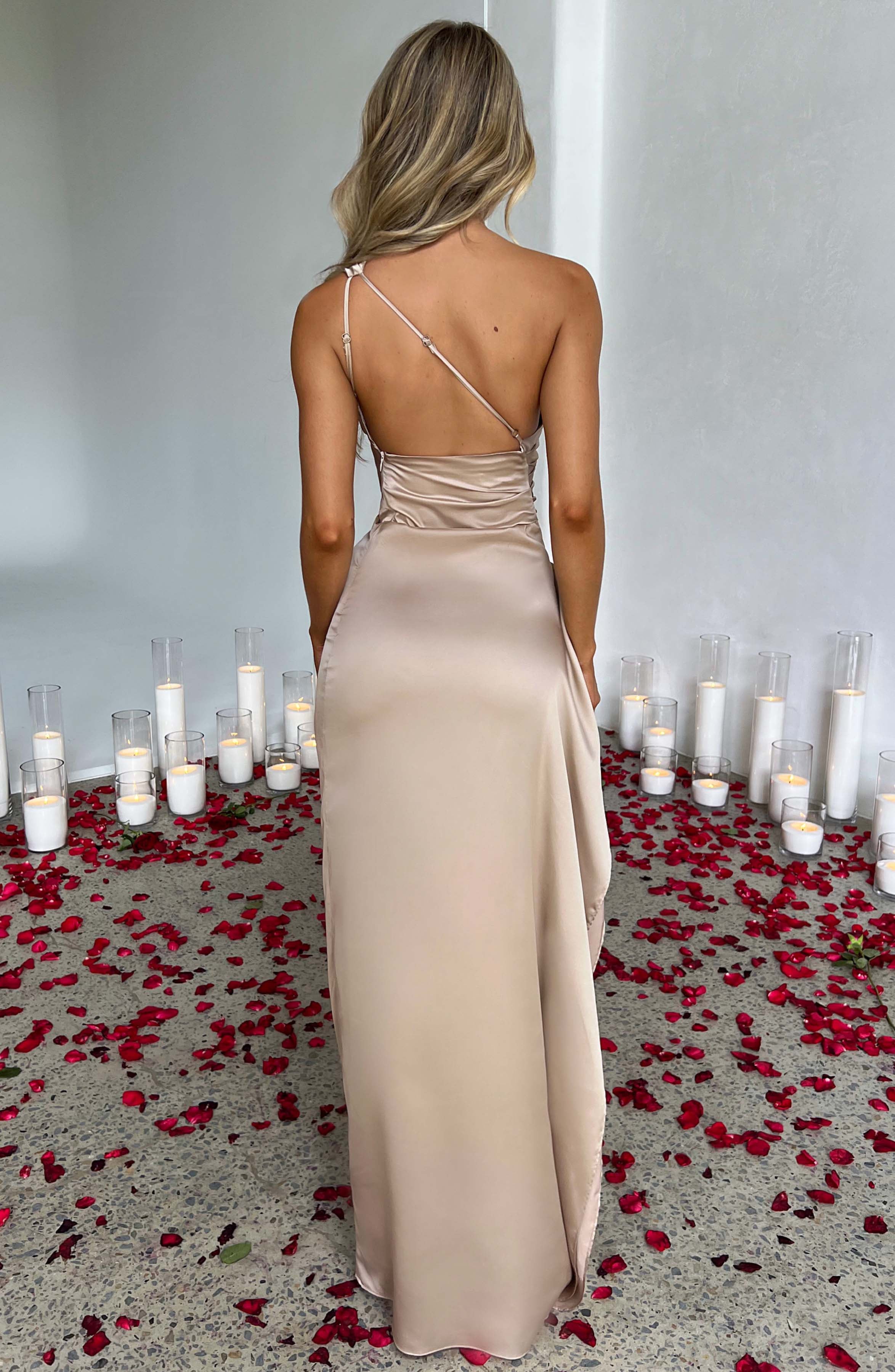 Satin One-Shoulder Gala Dress with High Split Maxi for Women