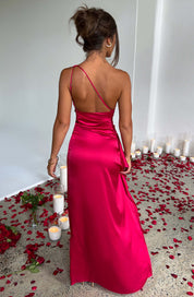 Satin One-Shoulder Gala Dress with High Split Maxi for Women