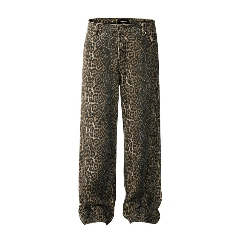 Brown Palazzo Pants with Leopard Print and High Waist
