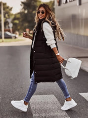 Puffer Bodywarmer with Hoodie and Zipper Pockets for Women