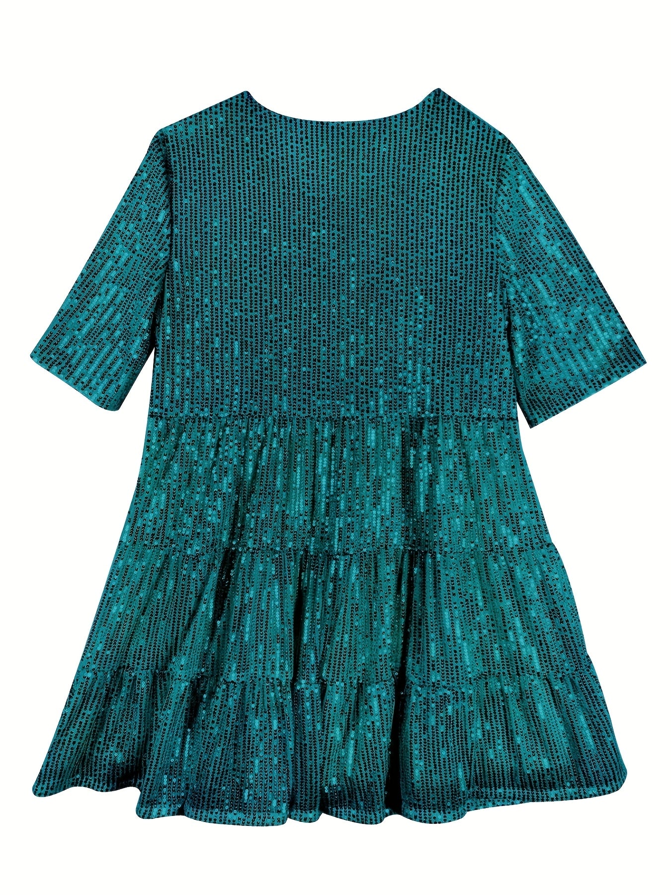 Glitter A-Line Women’s Mini Party Dress with Short Sleeves