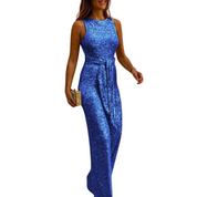 Sleeveless Glitter Jumpsuit for Women | Belted