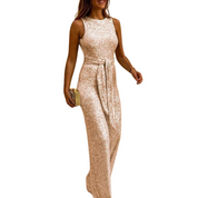 Sleeveless Glitter Jumpsuit for Women | Belted