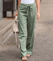 Light Summer Pants with Tie Belt and Wide Legs
