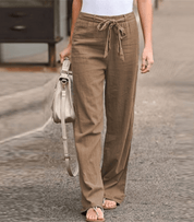 Light Summer Pants with Tie Belt and Wide Legs