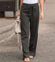 Light Summer Pants with Tie Belt and Wide Legs